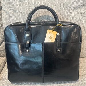 Castillo black soft leather briefcase